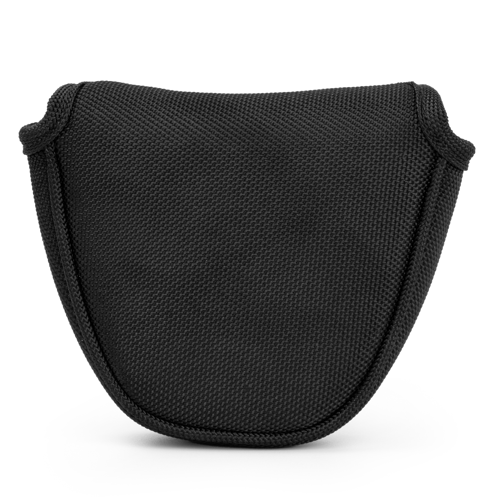 A plain black square golf-club cover is shown from the front against a white background.