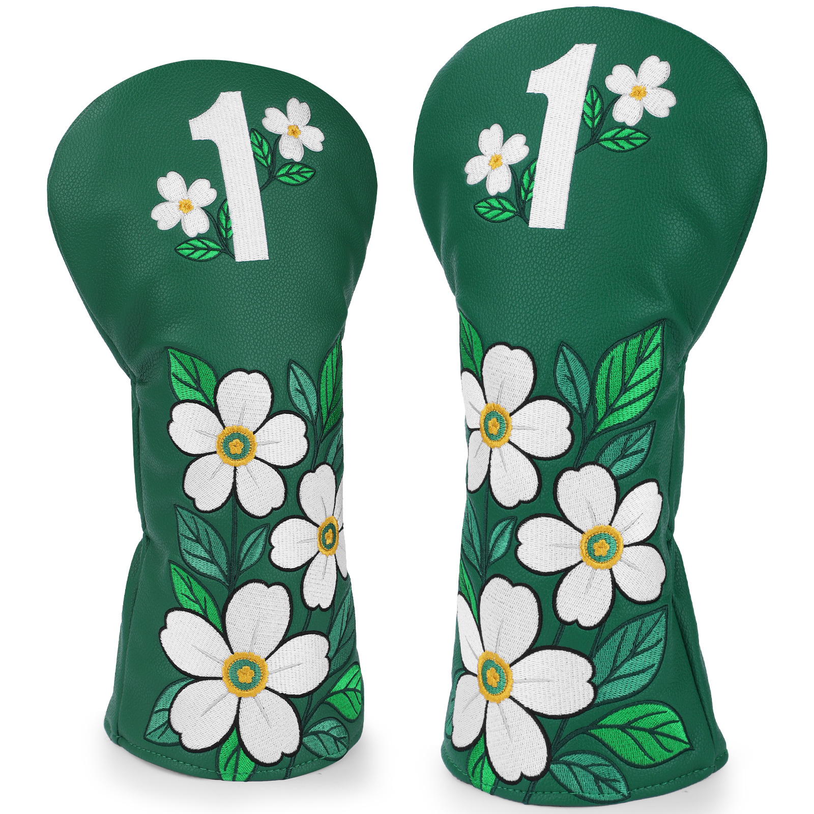 A green cover with white flowers and leaves, centered on a large white “1” marking.