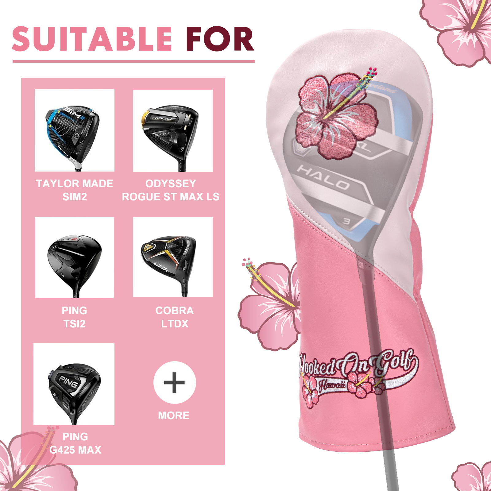 A pink hibiscus cover beside a pink graphic panel with small club illustrations and a visible heading.