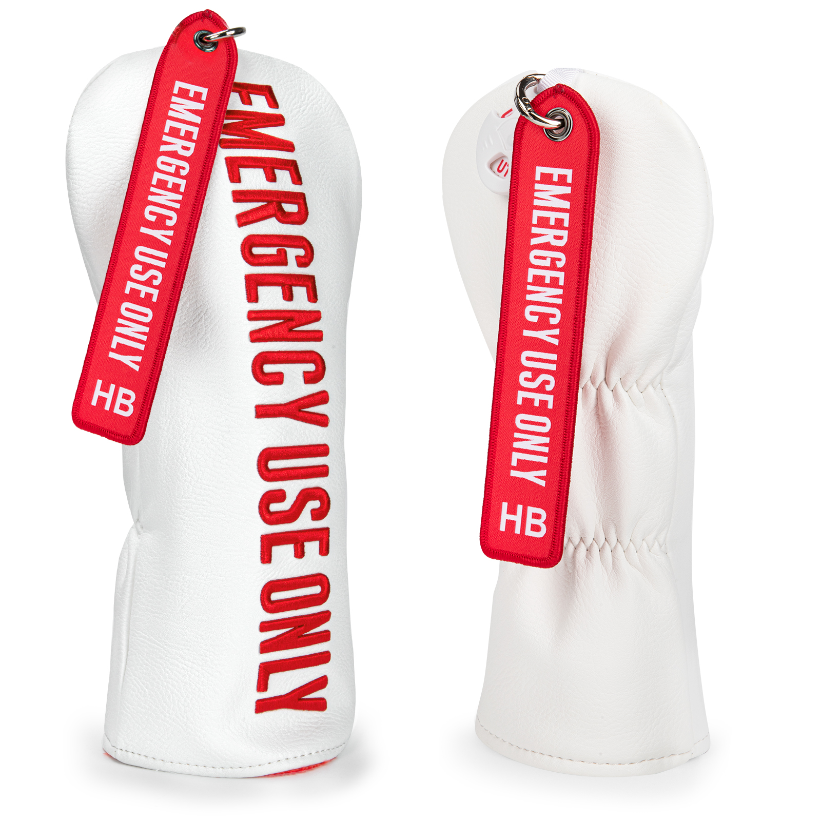 Two white covers with red vertical bands and small letter tabs, photographed from front and back.